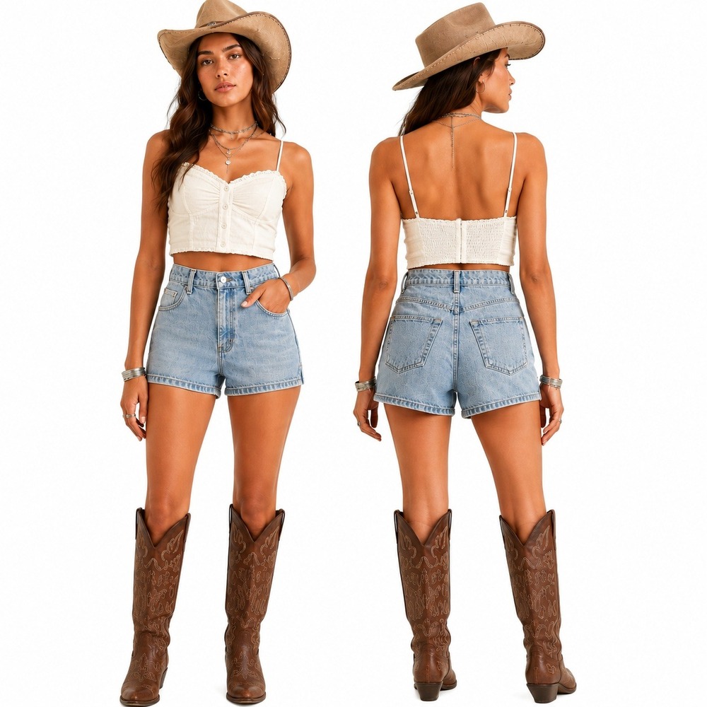 VTG 90s Y2K Xhilaration Denim Shorts Women 3 Blue High Waisted Light Wash Retro